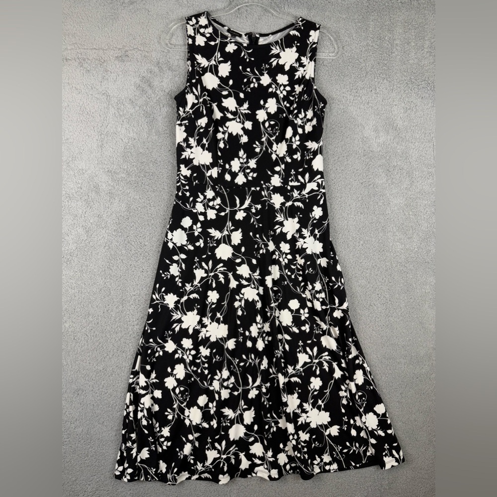 Talbots black and white sleeveless tank dress spandex blend preowned size small - Picture 3 of 9